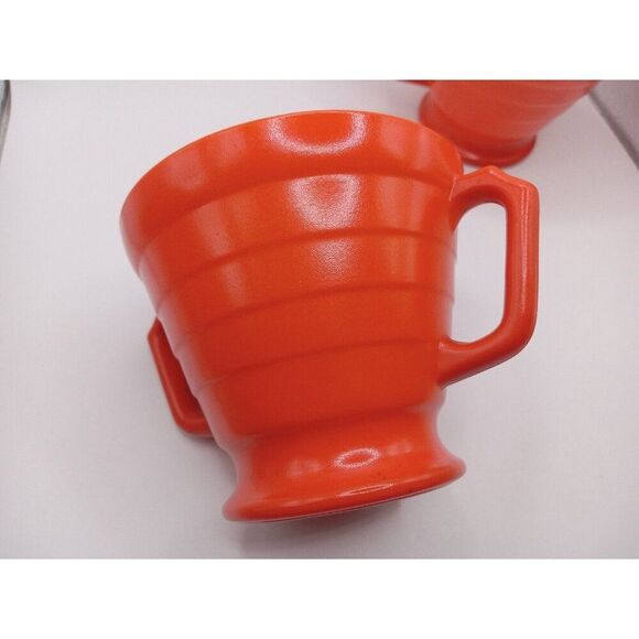 Vintage Hazel Atlas Orange Cream & Sugar Bowls Milk Glass D Handle - Picture 8 of 16